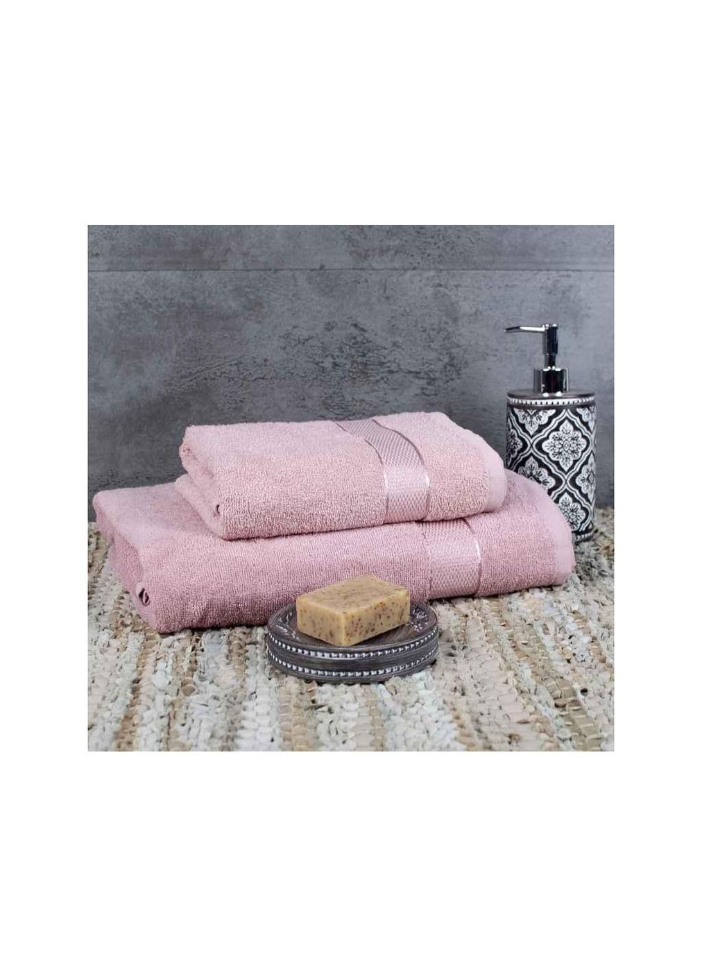 Рушник 40*70 махровий (бордюр САТИН) ТМ AISHA Aisha Home Textile рожевий