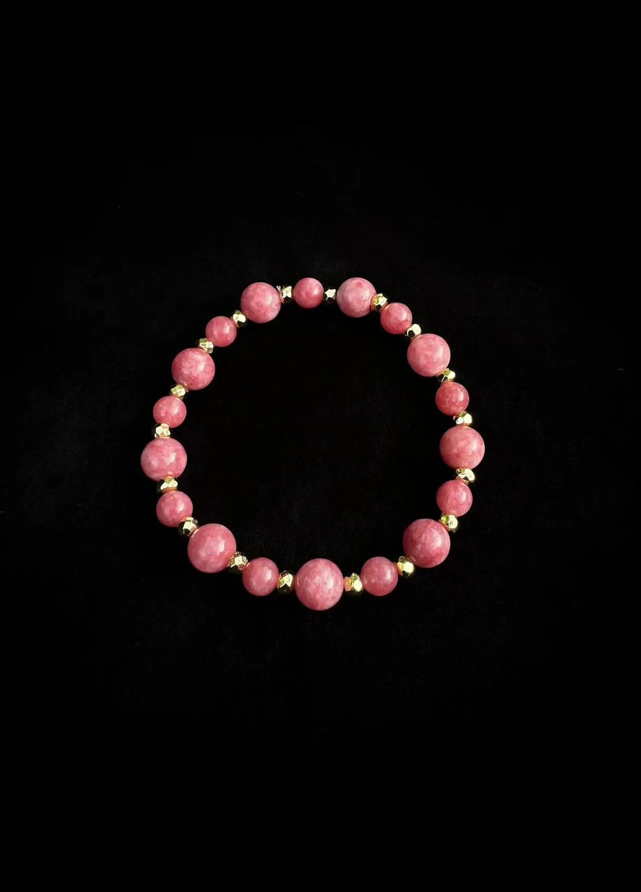 Браслет на резинке Турмалин розовый темный + золотой Гематит d-8х6мм+- L-18см No Brand браслет (304773647)