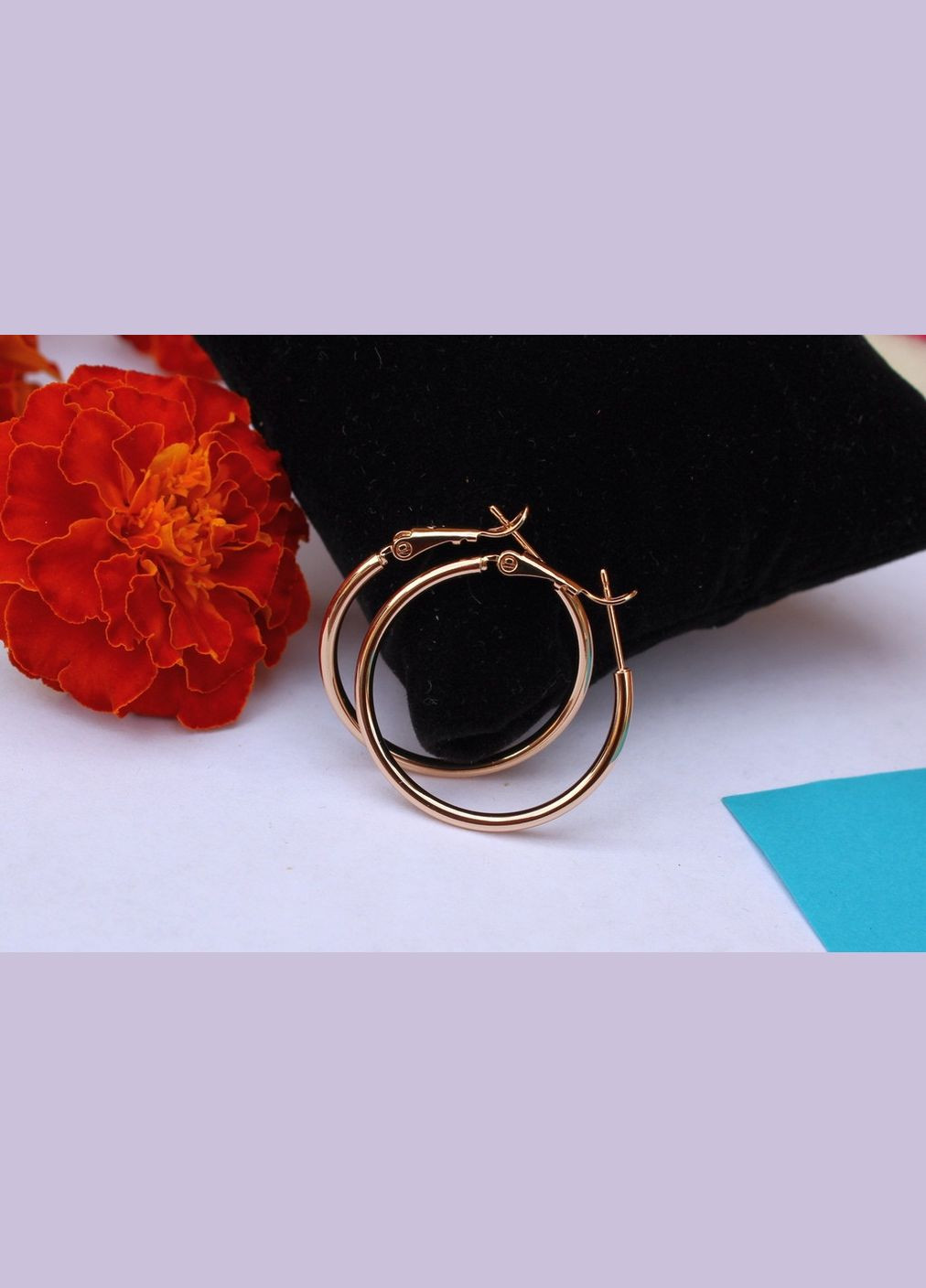 Сережки кільця гладкі 3 см золотисті Xuping Jewelry (316434264)