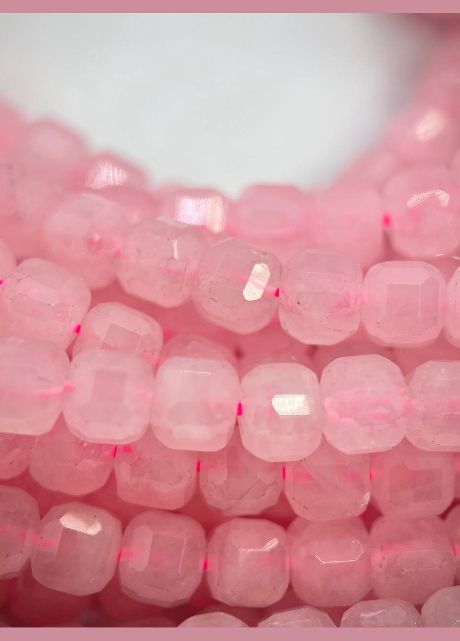 Рожевий кварц на нитці без замка 8х8 мм 40 см No Brand (321963879)