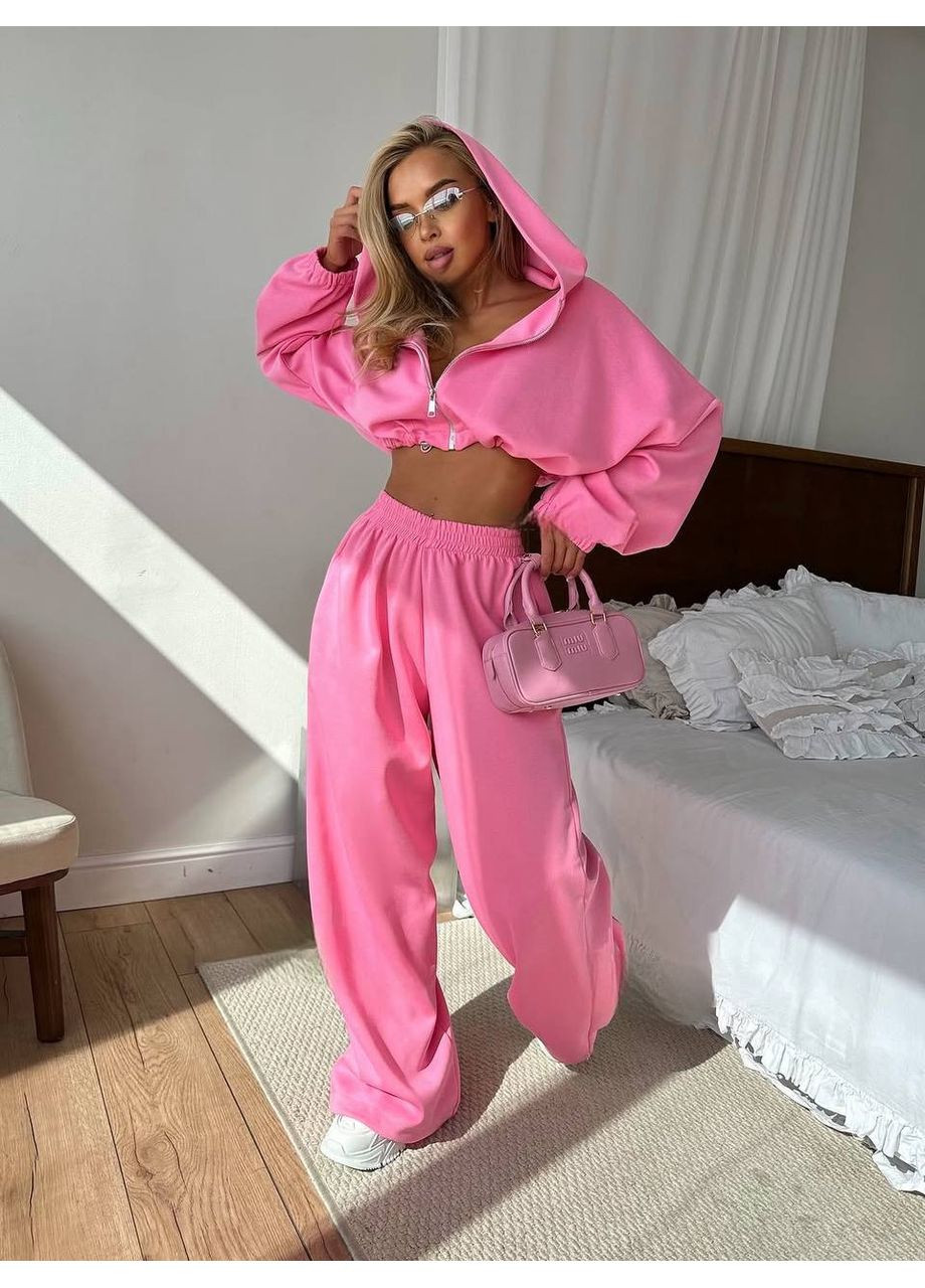 Жіночий спортивний костюм (укорочене худі + штани палаццо) Україна (358644042)