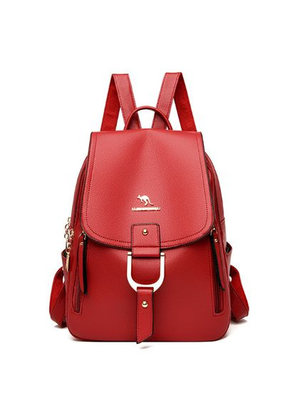 Яркий городской женский рюкзак фирменный однотонный рюкзачок для прогулок красный Turkey (335870691)