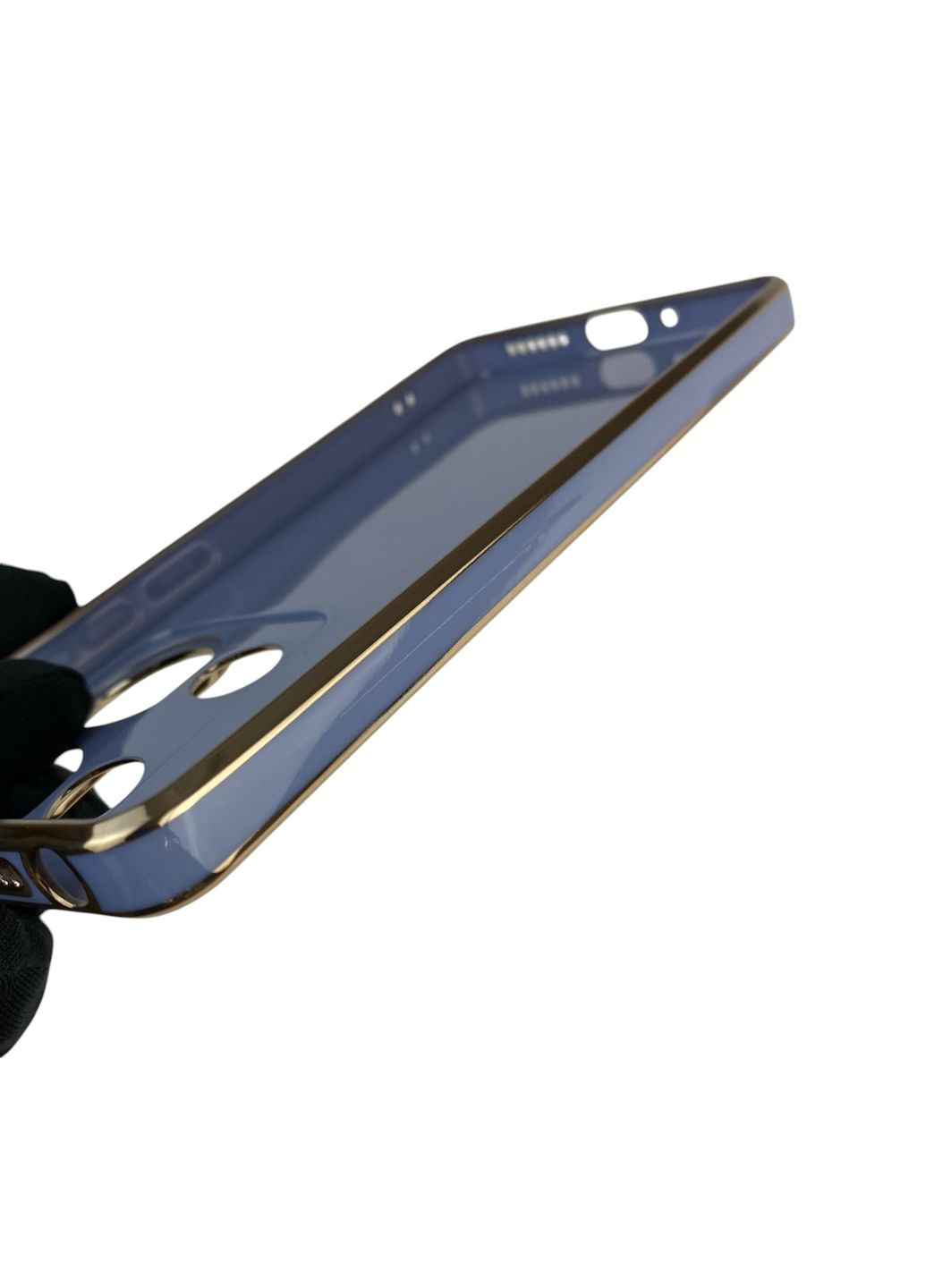 Чохол для POCO M6 Pro 4G глянцевий з кільцем MagSafe із золотою окантовкою на сяомі поко м6 про 4г синій gs1 Xiaomi (366229509)