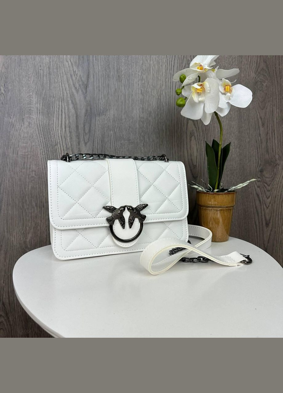 Якісна жіноча міні сумочка клатч Пінко з пташками, стьобана маленька сумочка Pinko Білий No Brand (335053674)