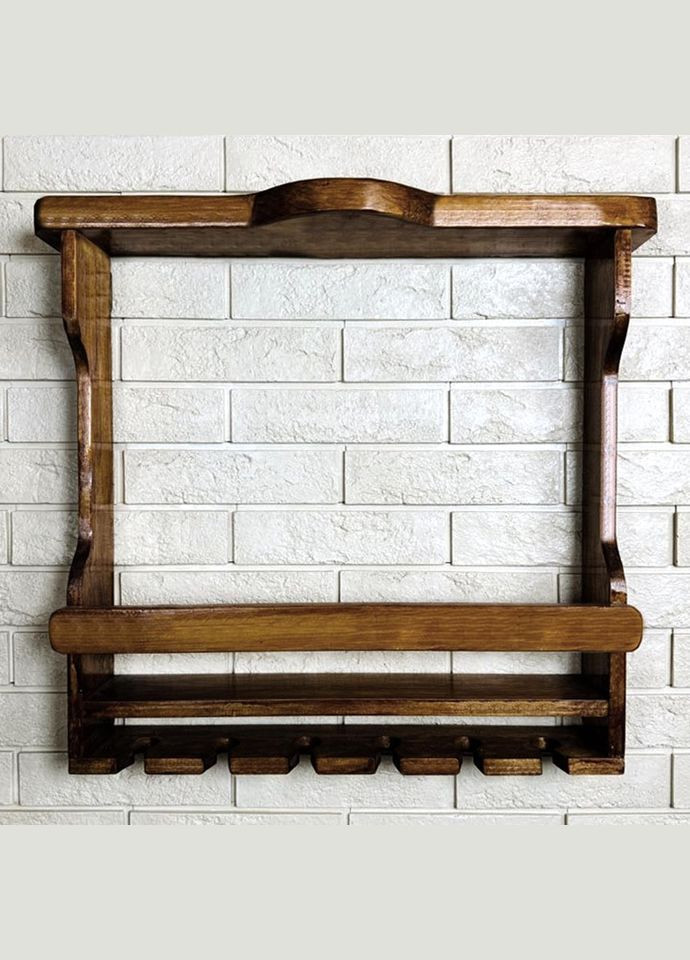 Настенная винная полка из дерева Бихоро терракот (ПНК-012732) No Brand (327423558)