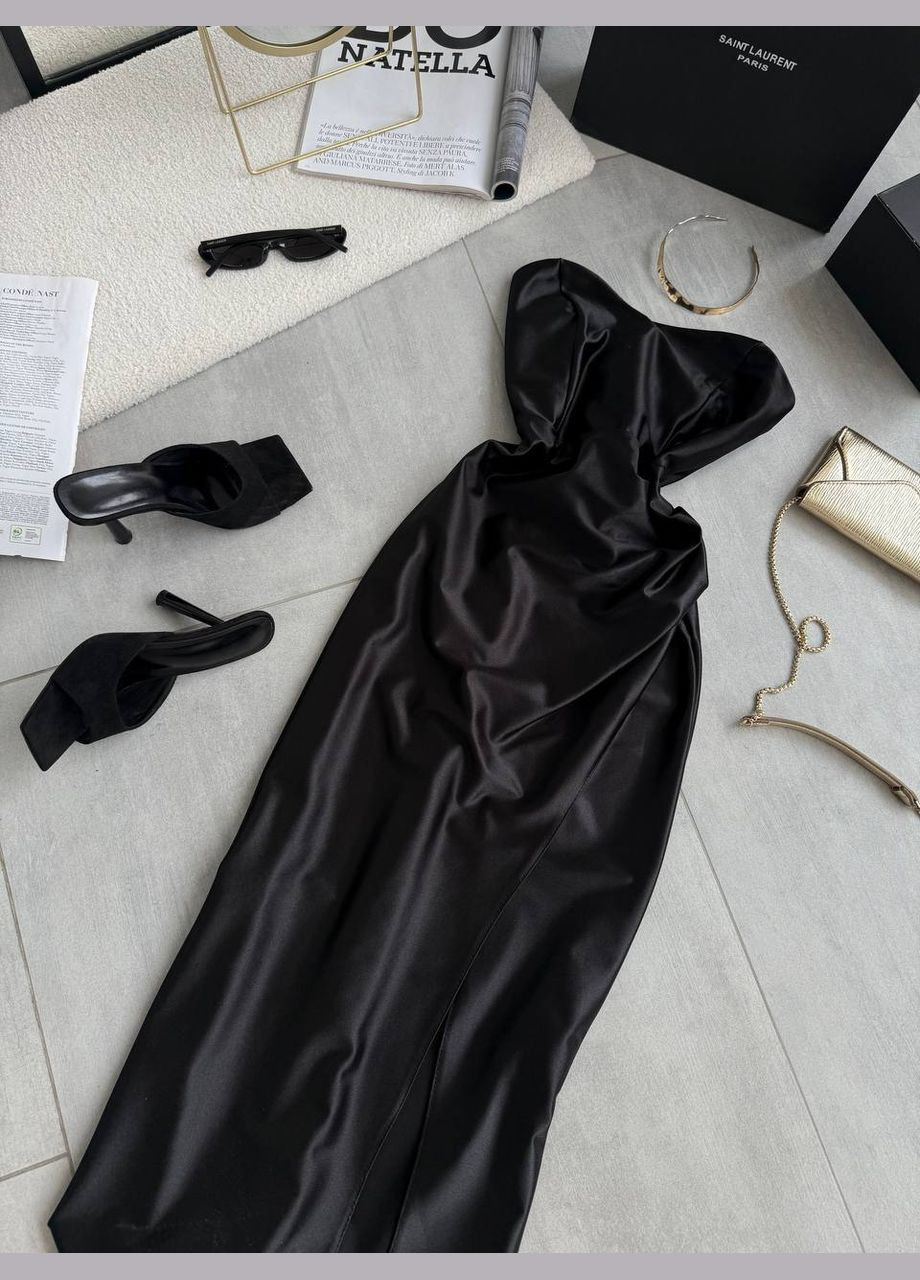 Чорна відвертий, святковий, коктейльна, вечірня вечірня сукня максі з розрізом Україна