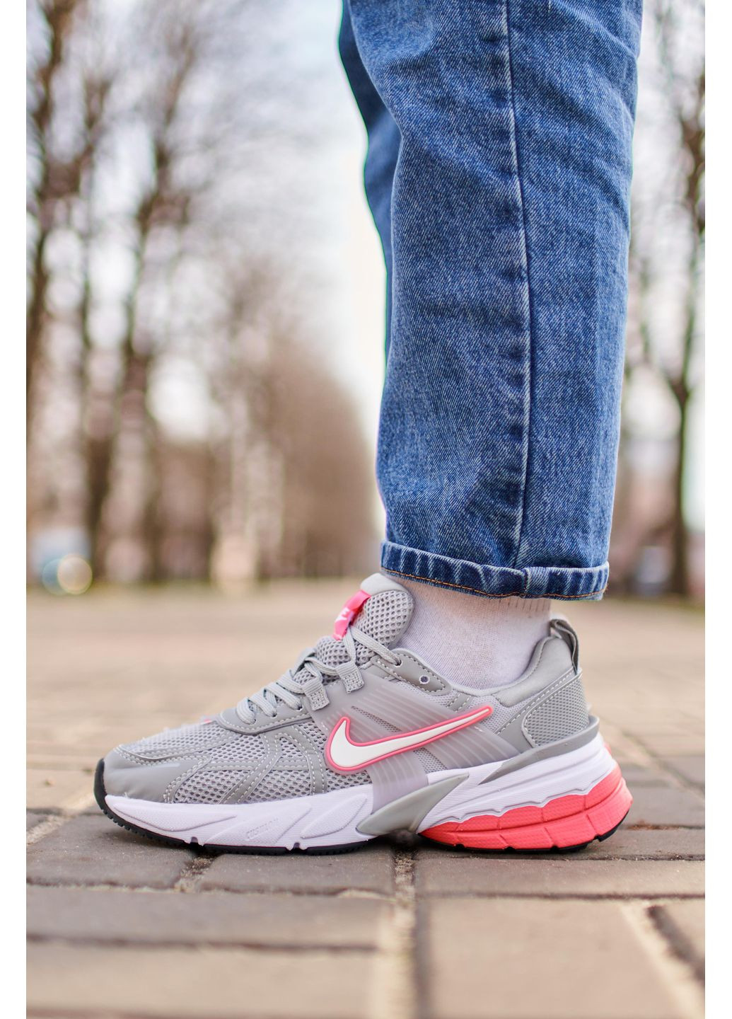 КРОСІВКИ ЖІНОЧІ NIKE RUNTEKK GREY PINK НАЙК В2К РАНТЕКК No Brand рожеві демісезони (367168270)