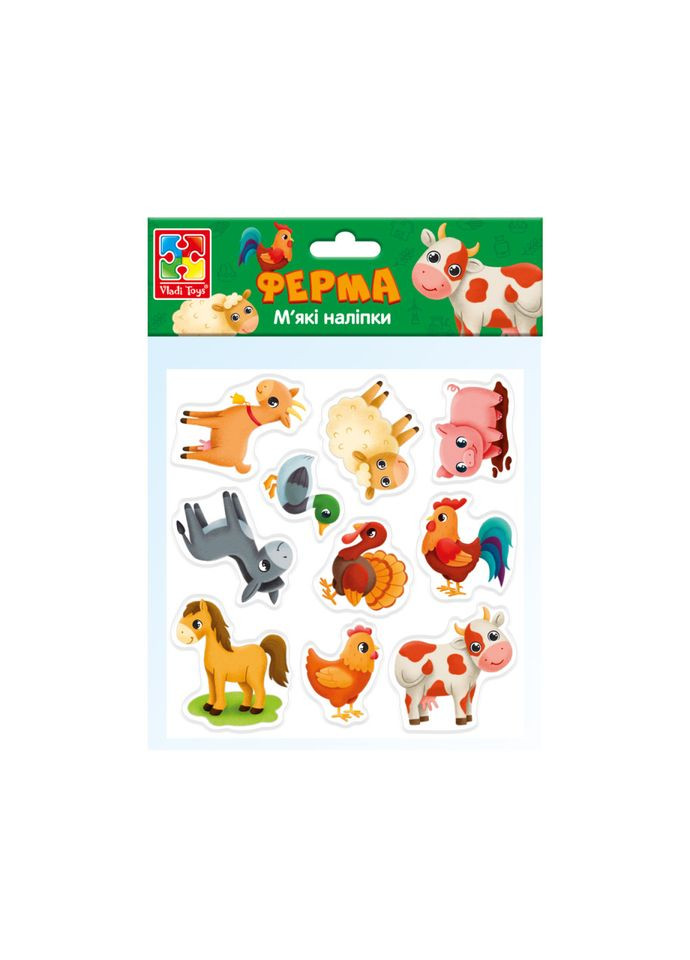 Набір м'яких наклейок "Ферма" VT4210-08 (укр) Vladi toys (311290984)