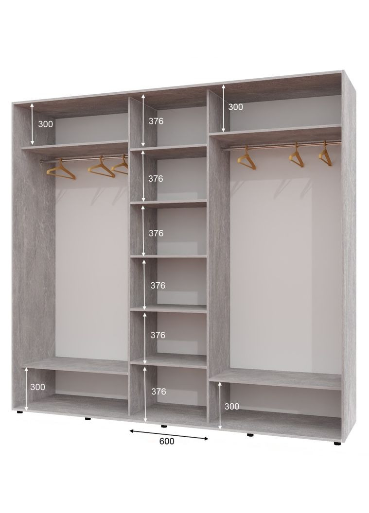 Шафа-купе тридверна 270*60*220 см Індастріал 3 двері Дзеркало ШК-04 Алекса (360478291)