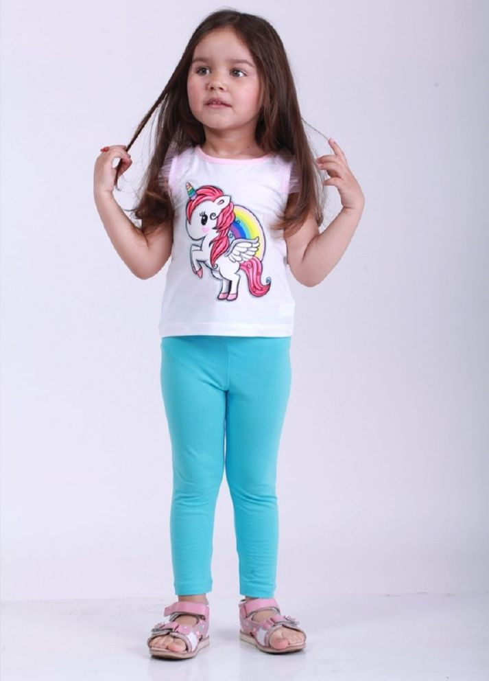 Бирюзовые летние леггинсы для девочки тм Vidoli