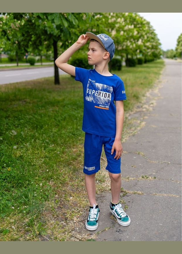 Синий летний комплект для мальчика (футболка+шорты) hc (h001-6102-001-33-1) No Brand