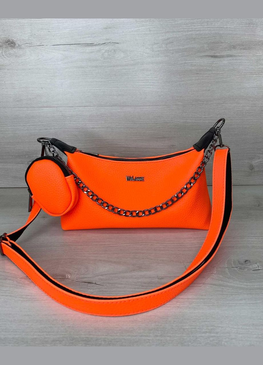 Яскрава молодіжна сумка-багет 2в1 з гаманцем з екошкіри «Лойс» помаранчевого кольору WeLassie (298567119)
