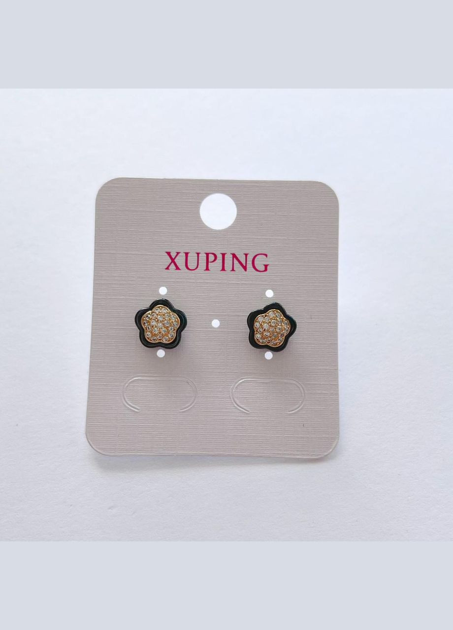 Сережки позолота Xuping Гвоздики квіти чорні Золото 9 мм S15086 Xuping Jewelry (328943393)