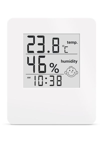 Цифровий гігрометр-термометр Т-17 з годинником, білий () Склоприлад 404683 (331789556)
