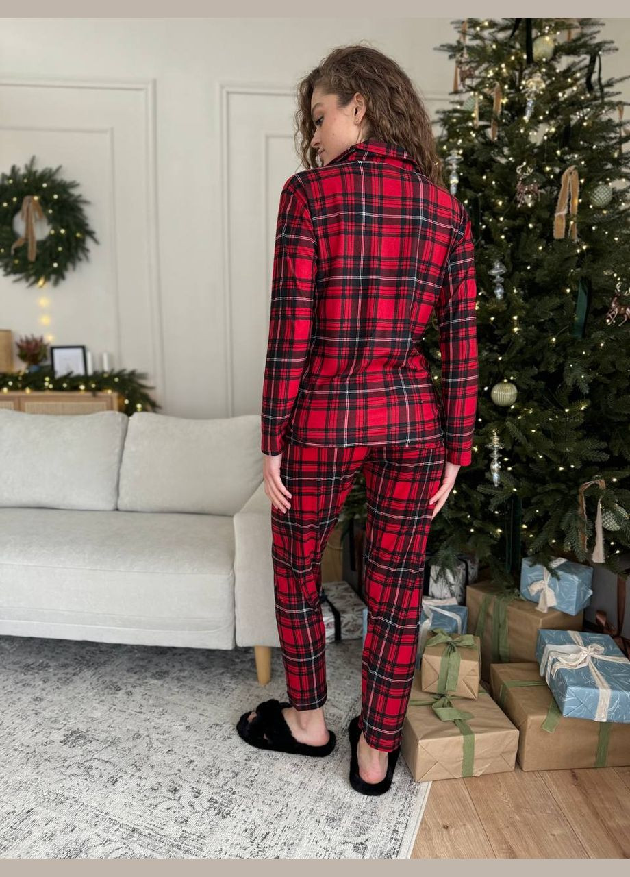 Червона всесезон піжама жіноча сорочка + брюки No Brand