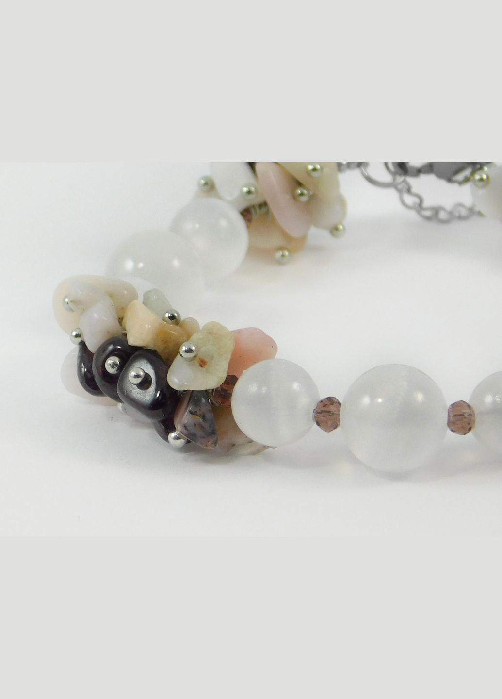 Эксклюзивный браслет "Селенита" Селенит, Опал, Гранат 16 Fursa fashion (322767034)