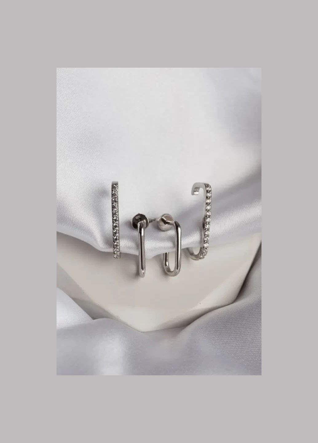 Серебряные серьги-пусеты – каффы"Параллели" 2418R No Brand (331145256)