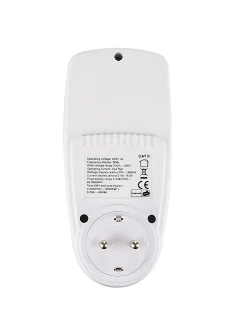 Энергометр, ваттметр, вольтметр, амперметр, измеритель мощности, CAT-II с функцией настройки стоимости и время, белый China (325877816)