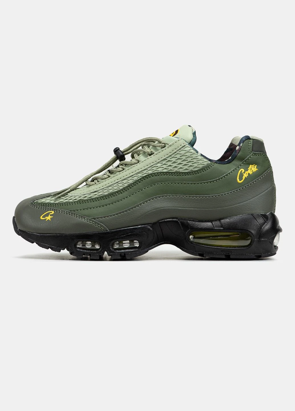 Зеленые всесезонные кроссовки мужские nike air max 95 corteiz green khaki | найк аир макс 95 зеленые хаки No Brand