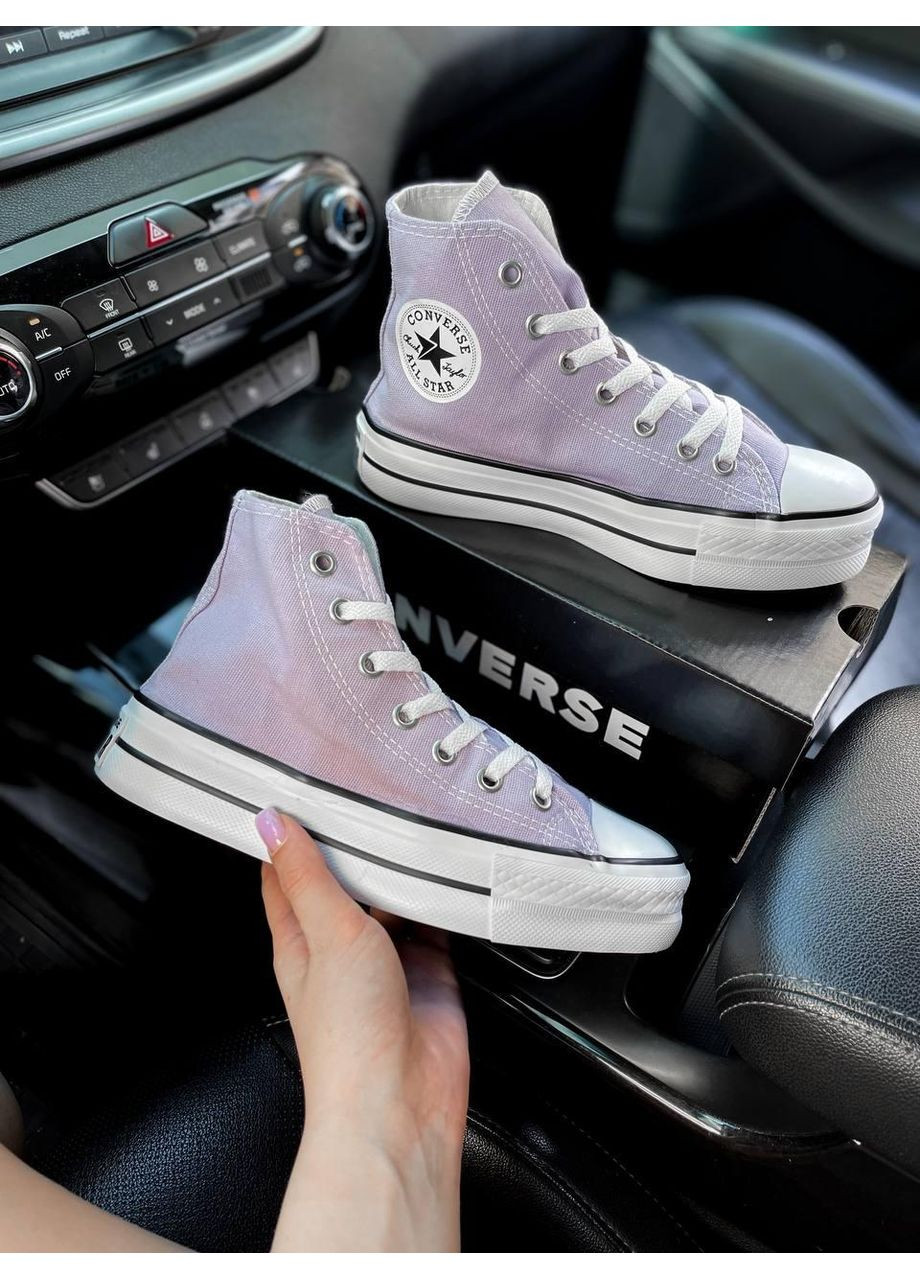 КЕДЫ ЖЕНСКИЕ CONVERSE HIGH PLATFORM LILAC КОНВЕРС No Brand фиолетовые демисезоны (369393885)