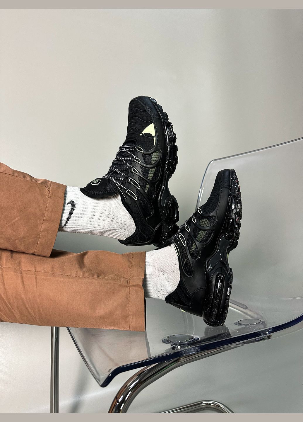 Чорні Осінні кросівки чоловічі nike air max tn terrascape plus black green | найк аір макс тн плюс чорні No Brand