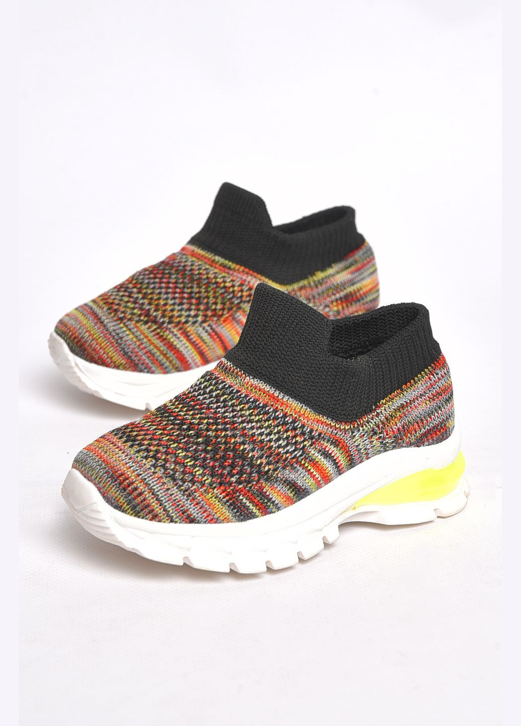 Салатовые демисезонные кроссовки детские текстильные черного цвета Let's Shop