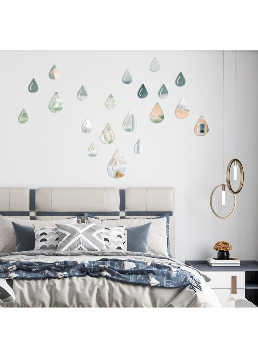 Дзеркальний декор акриловий самоклеючий Краплі срібло,20шт love-shopping Sticker Wall (354655464)