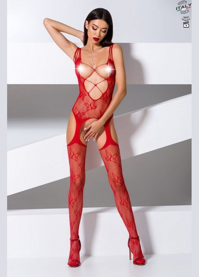 Откровенный бодистокинг с глубоким декольте BS075 red Passion (297573412)