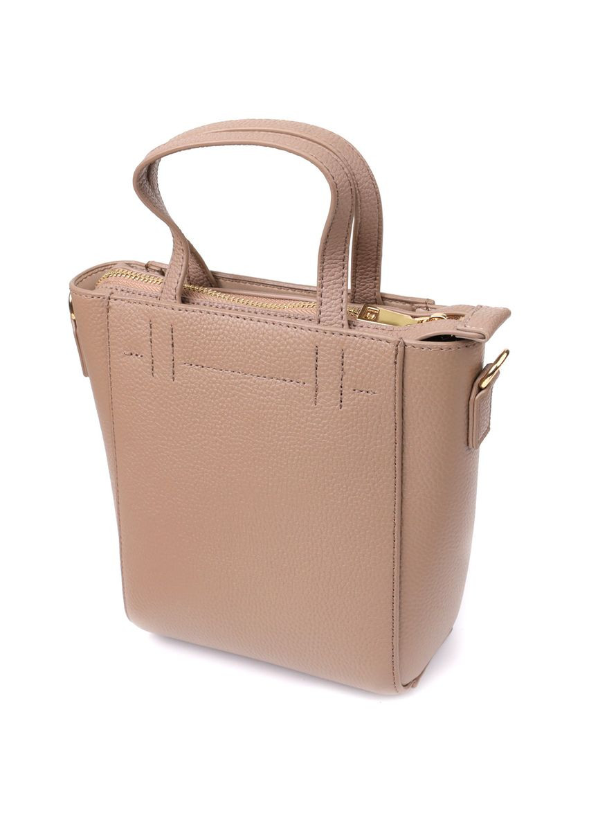 Стильна сумка жіноча з натуральної шкіри у формі трапеції 22918 Бежевий Vintage (361679971)