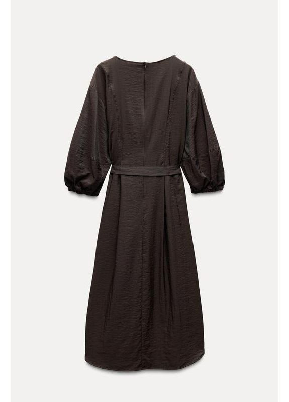 Коричнева сукня міді zw collection з ременем Zara