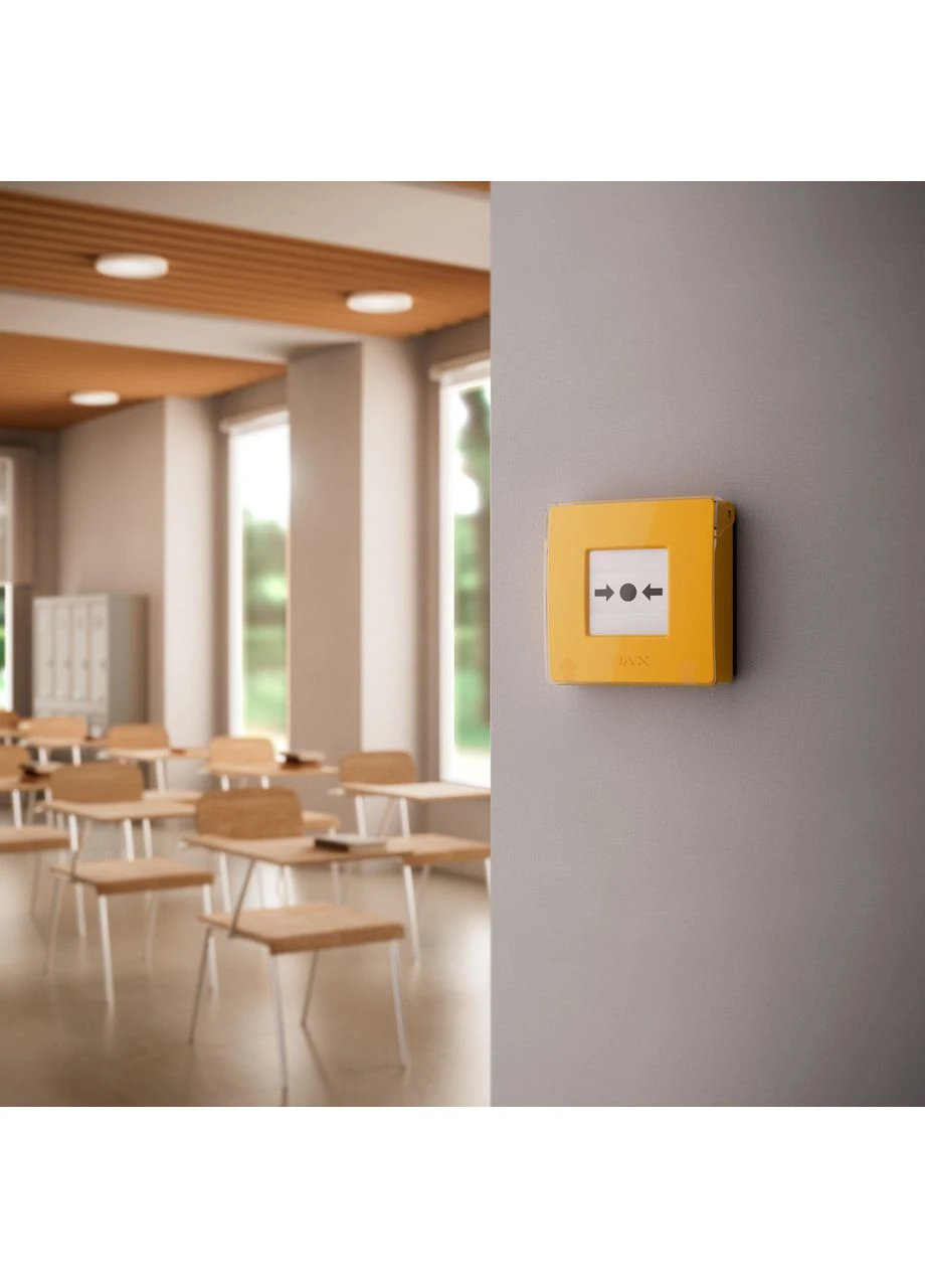 Беспроводная настенная кнопка для активации пожарной тревоги ManualCallPoint Yellow Ajax (361344832)