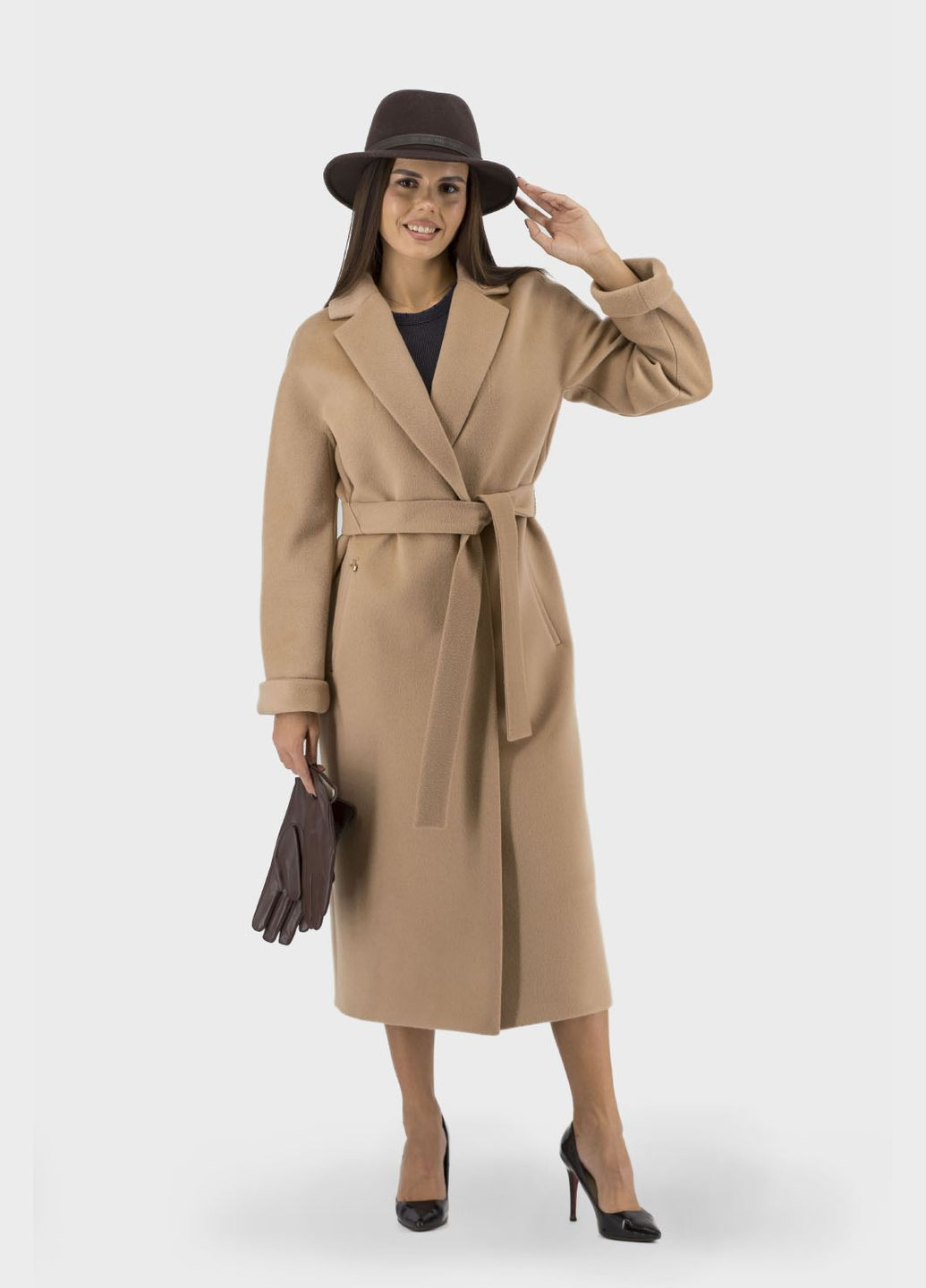 Бежевое демисезонное Женское пальто Stella Polare (кемел, ), 31140 No Brand