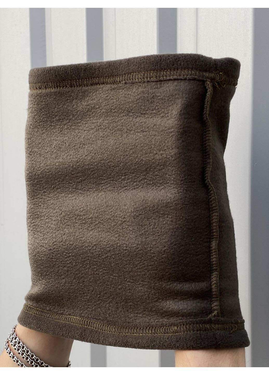 Бафф флісовий з вишитим логотипом хакі No Brand Класичний баф (369920529)