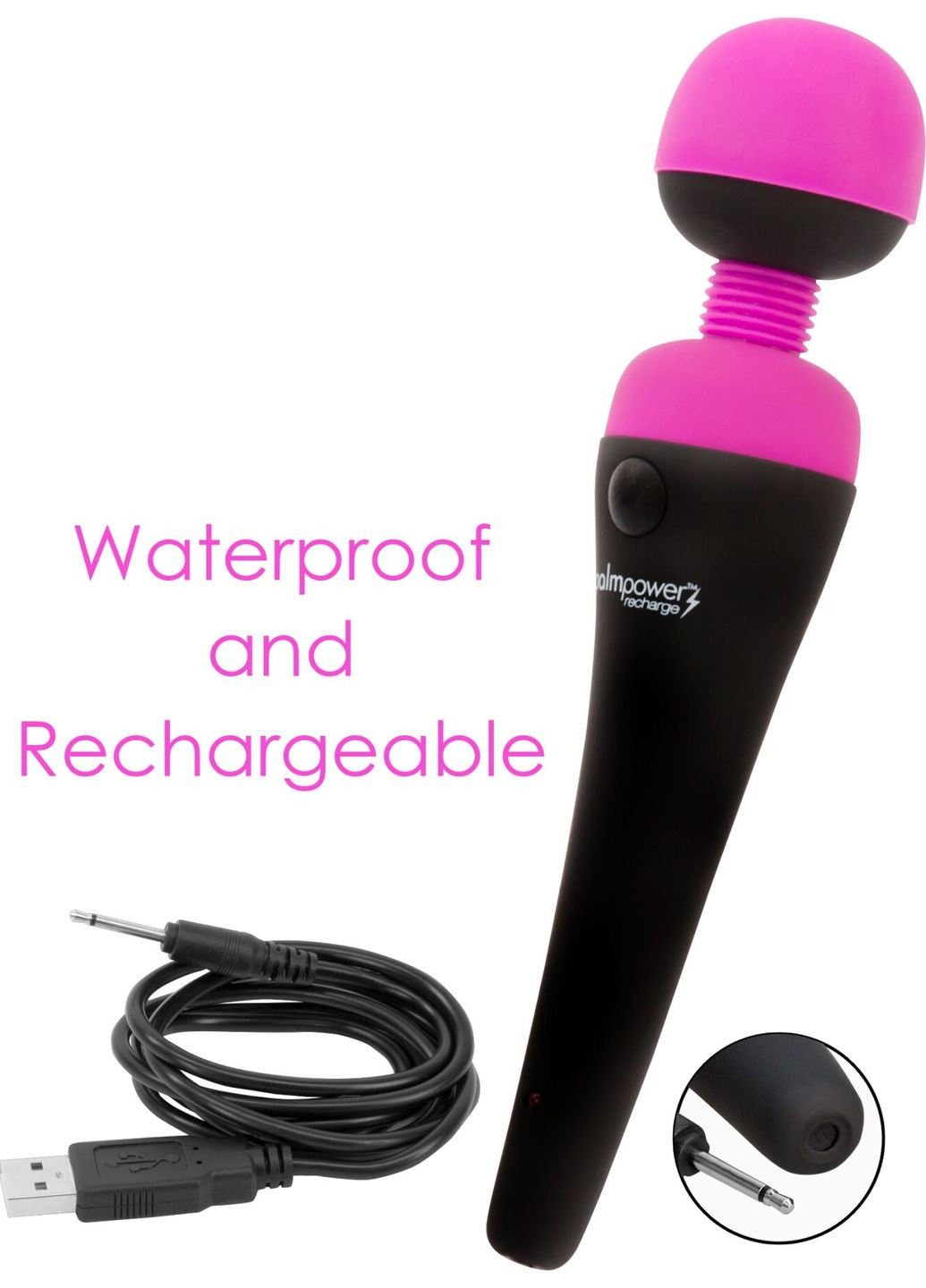 Вібромасажер Recharge Pink, перезаряджуваний, гнучка головка, тревел-замок - CherryLove PalmPower (332209609)