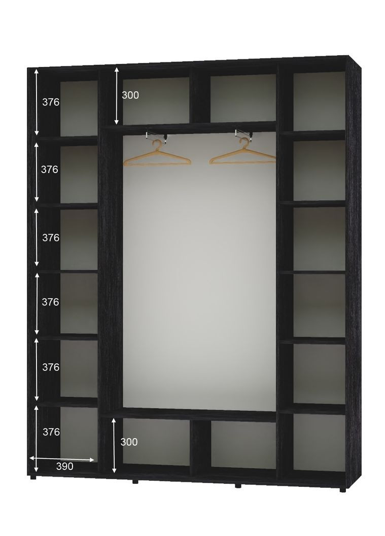 Шкаф-купе трехдверный 190*45*240 Бетон темный ДСП/Зеркало/ДСП ШК-05 Алекса (360478940)