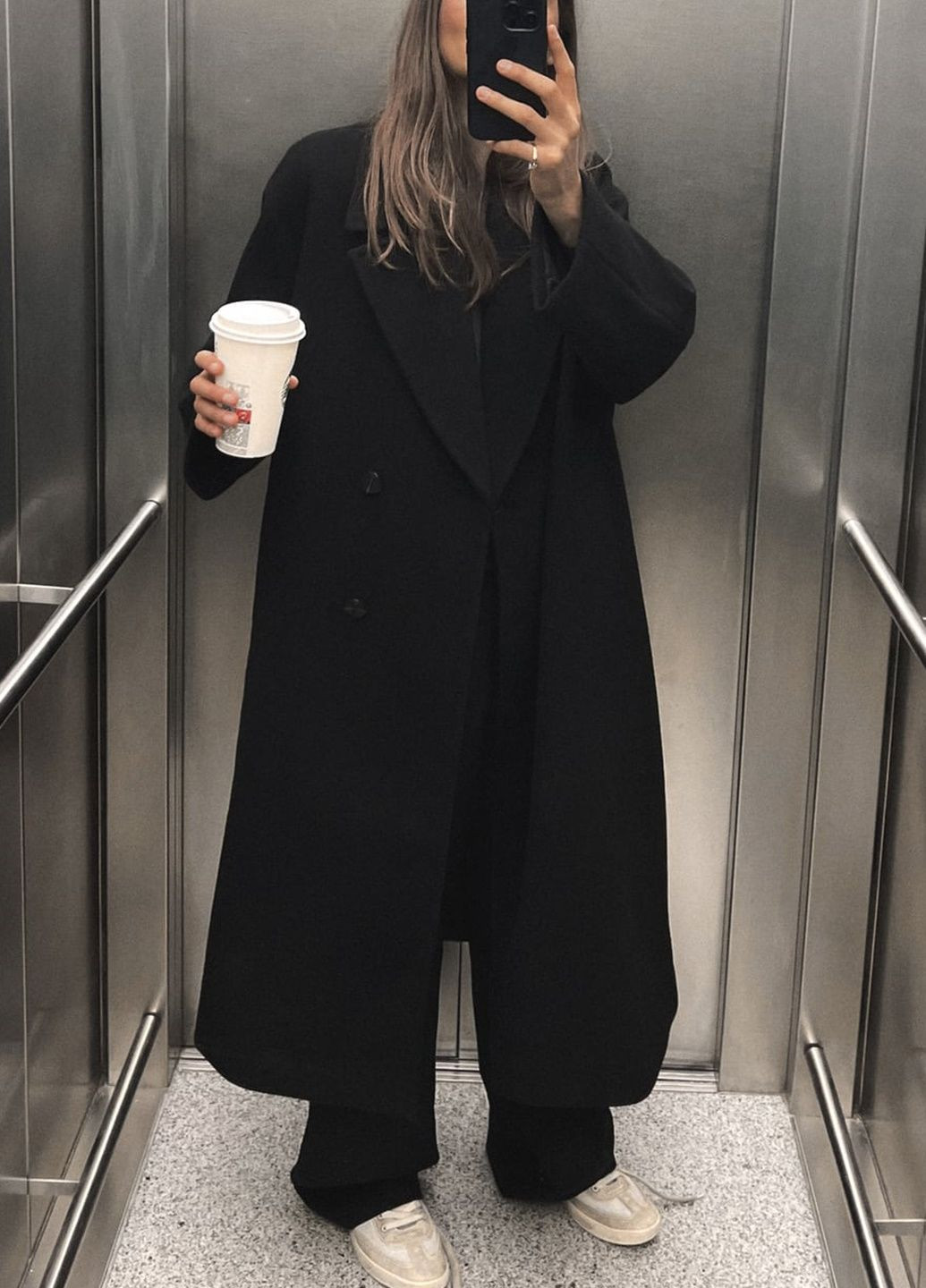 Черное демисезонное Пальто Zara