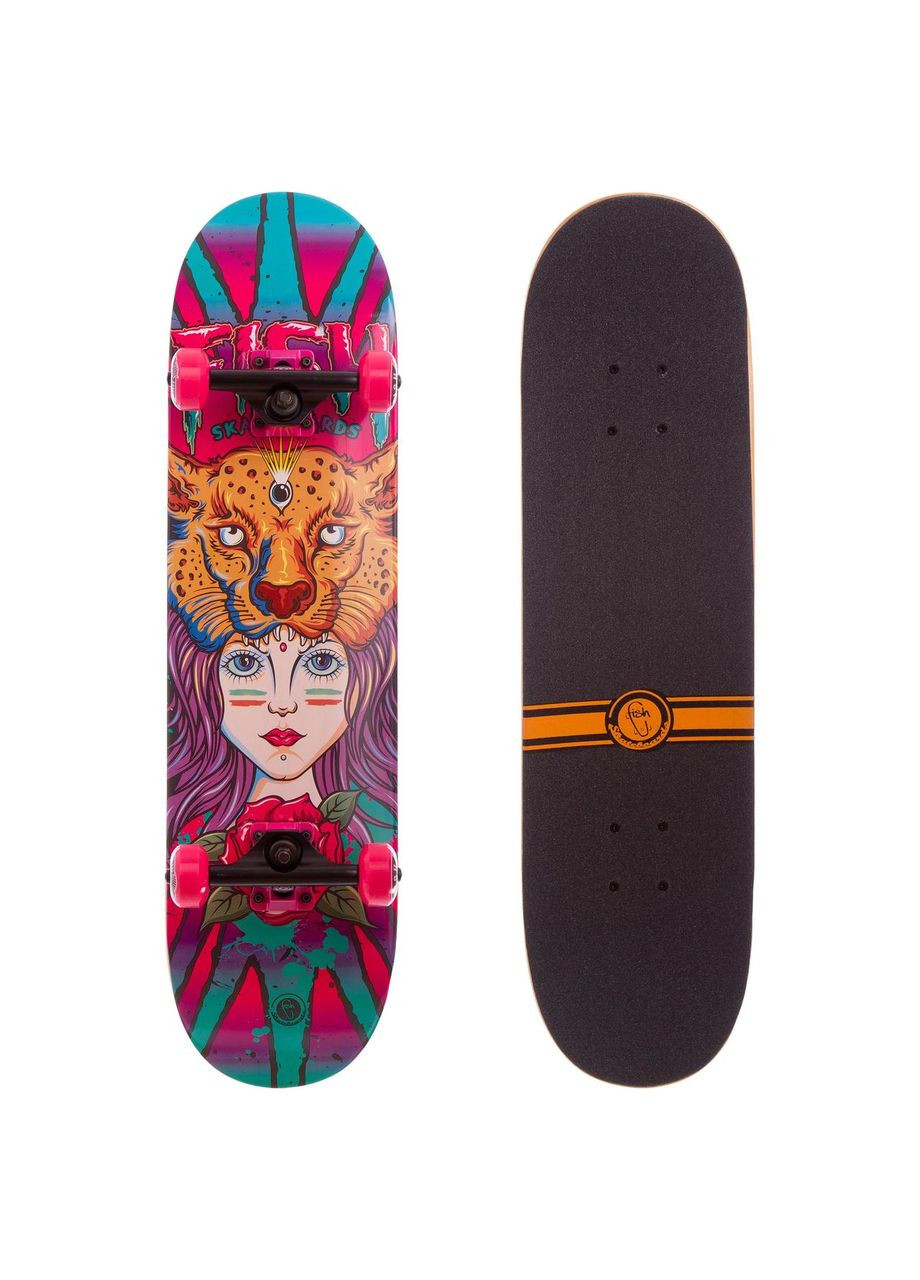 Скейтборд деревянный в сборе из канадского клена 31in FISH CAPRICORN (р-р деки 78x20x1,2см, подвеска в ассортименте) SP-Sport (361439467)