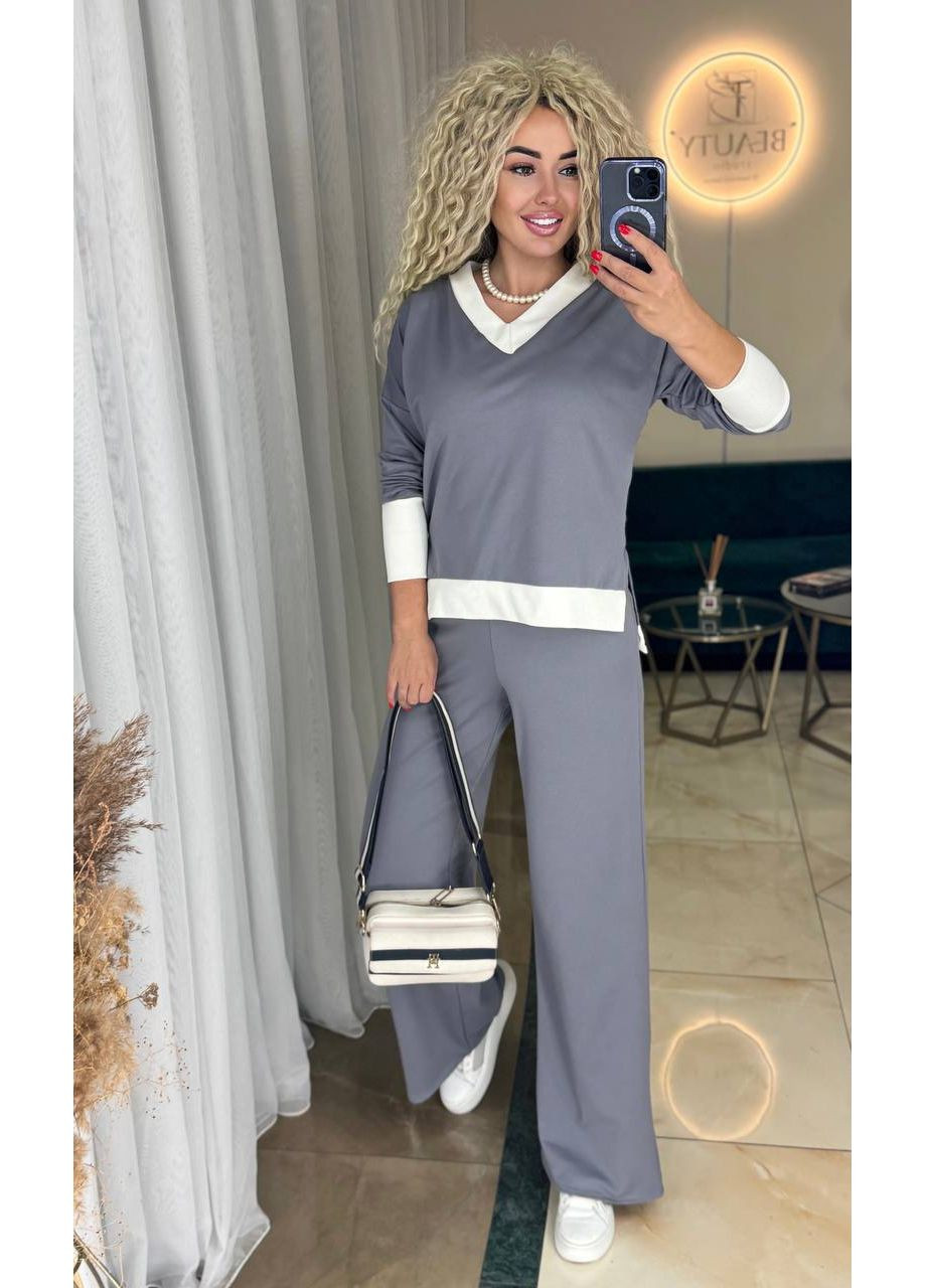 Костюм двонитка +рубчик,кофта та штани палаццо Україна (355262156)