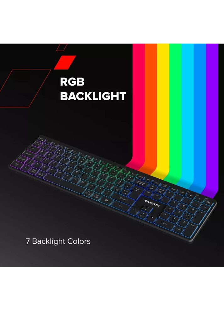 Клавіатура HKB-W11 Slim Dual Mode Wireless RGB EN/UA White (CNS-HBTK11W) Canyon (329405536)