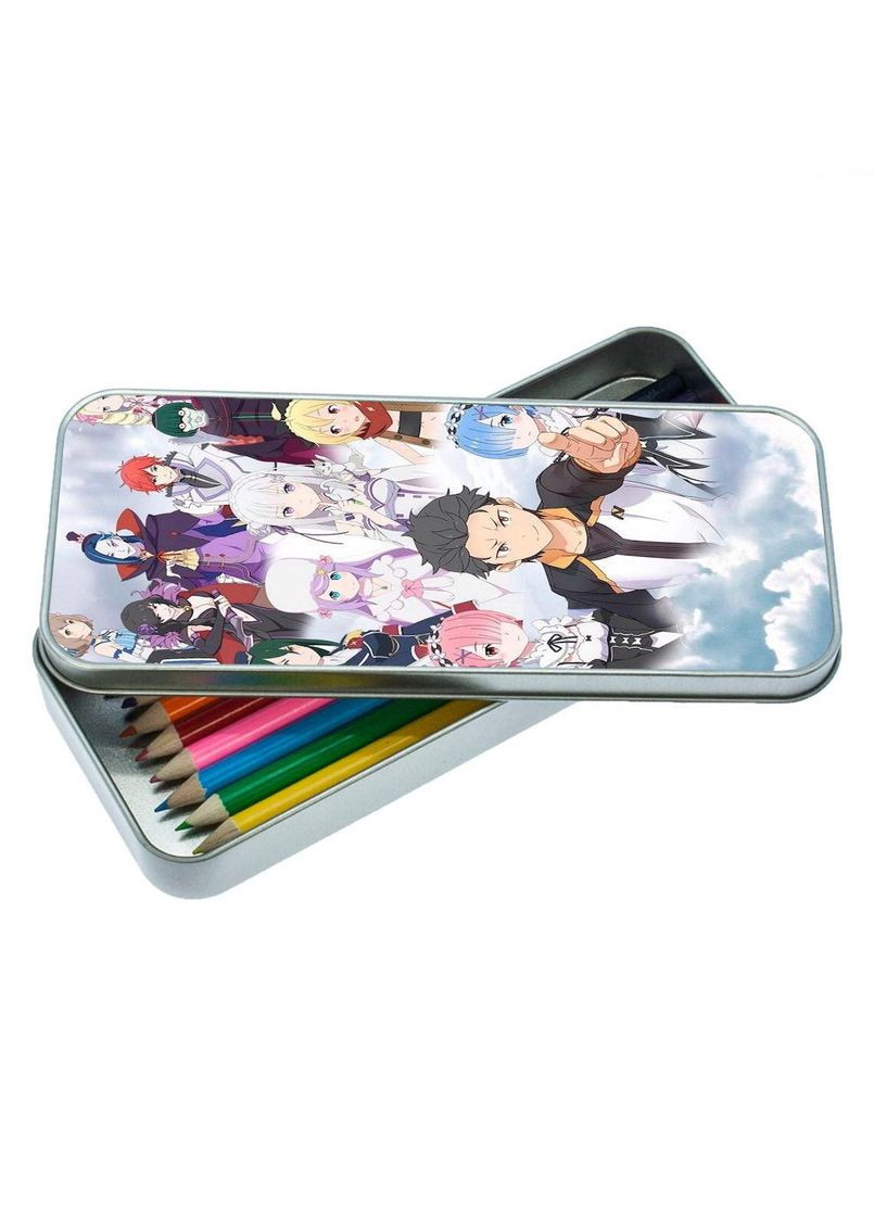 Органайзер для канцелярського приладдя металевий, кейс для дрібниць Аніме Життя з нуля в іншому світі #014 7*18 см Silver No Brand (309158855)
