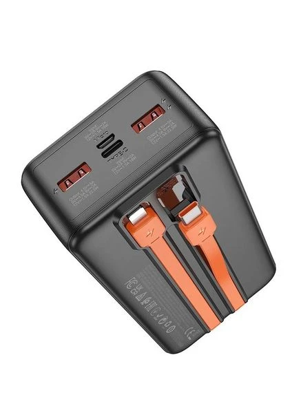 Аккумулятор внешний J119B Sharp с 2 кабелями TypeC и Lightning (30000mAh) черный Hoco (283022530)