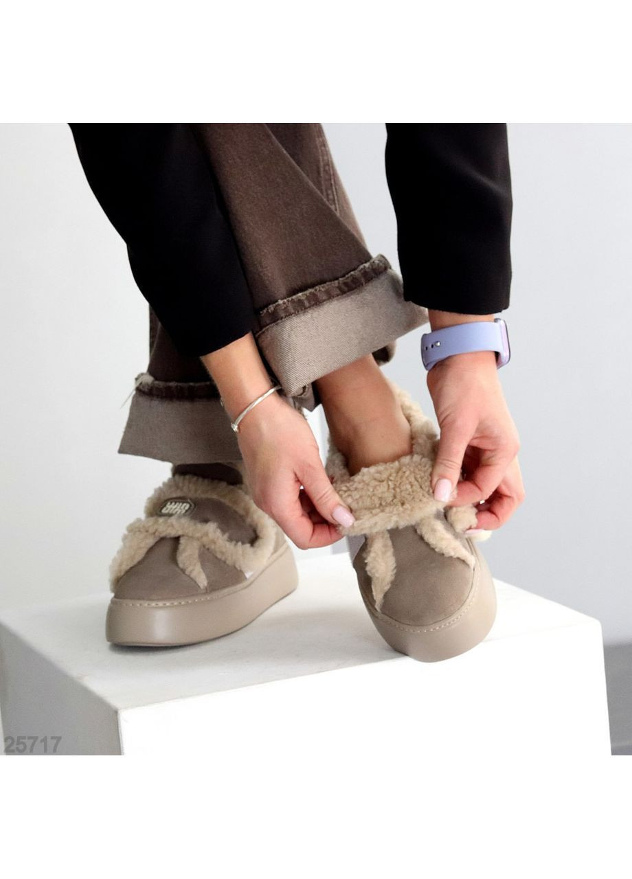 No Brand Зимние лоферы бежевый з натуральная замша, — зима (368375858)