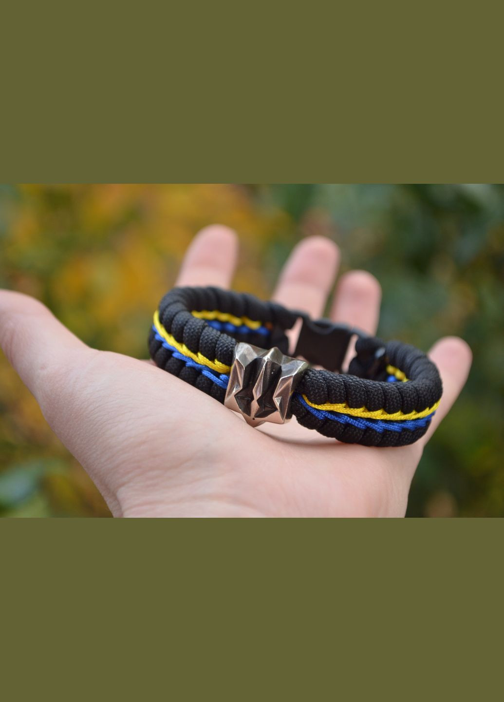 Браслет із паракорду Герб України латунь нейзильбер з обплетенням на фастексі + брелок у подарунок No Brand (341739036)