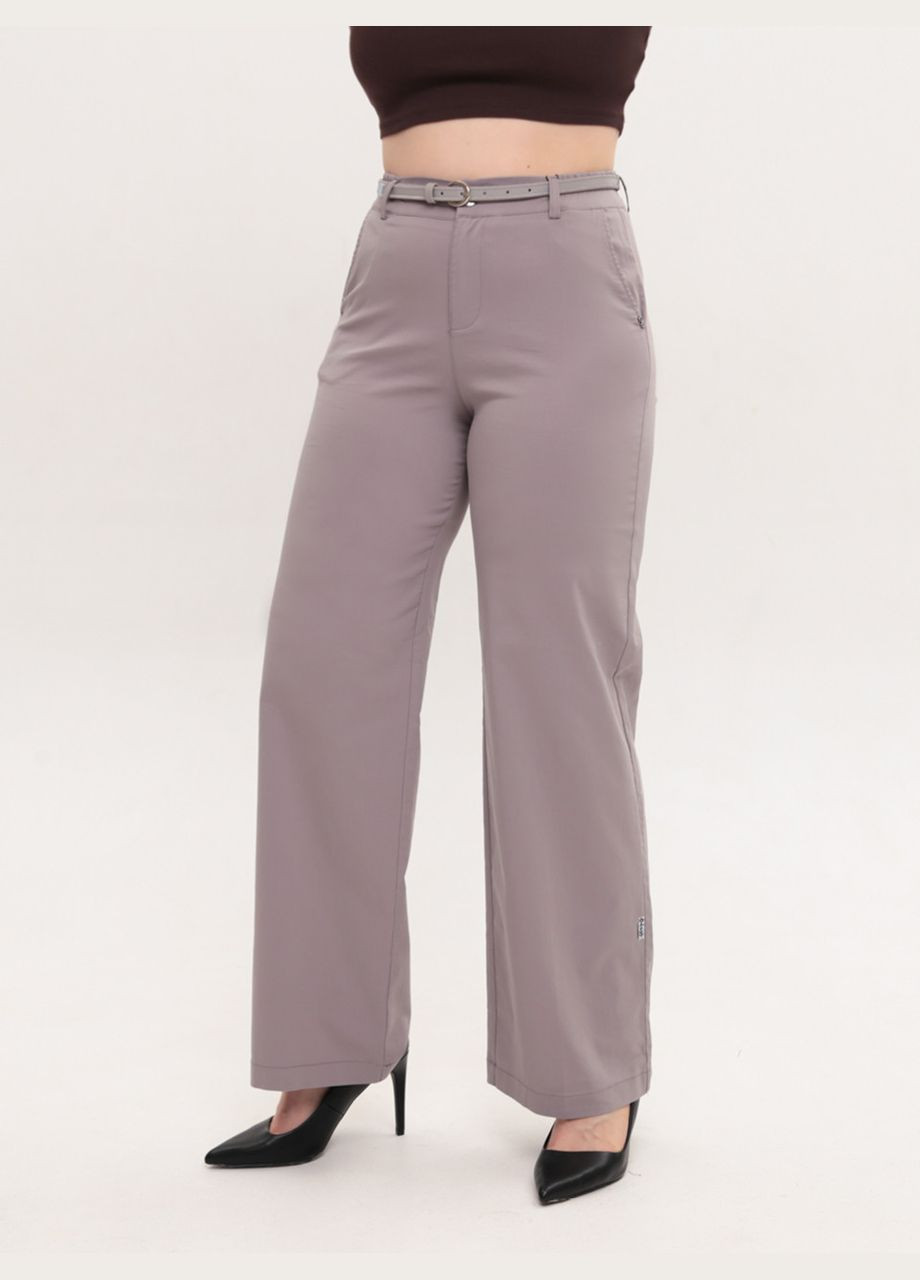 Брюки женские серые широкие со стрейчем большие размеры CARMITO Палаццо (329854069)