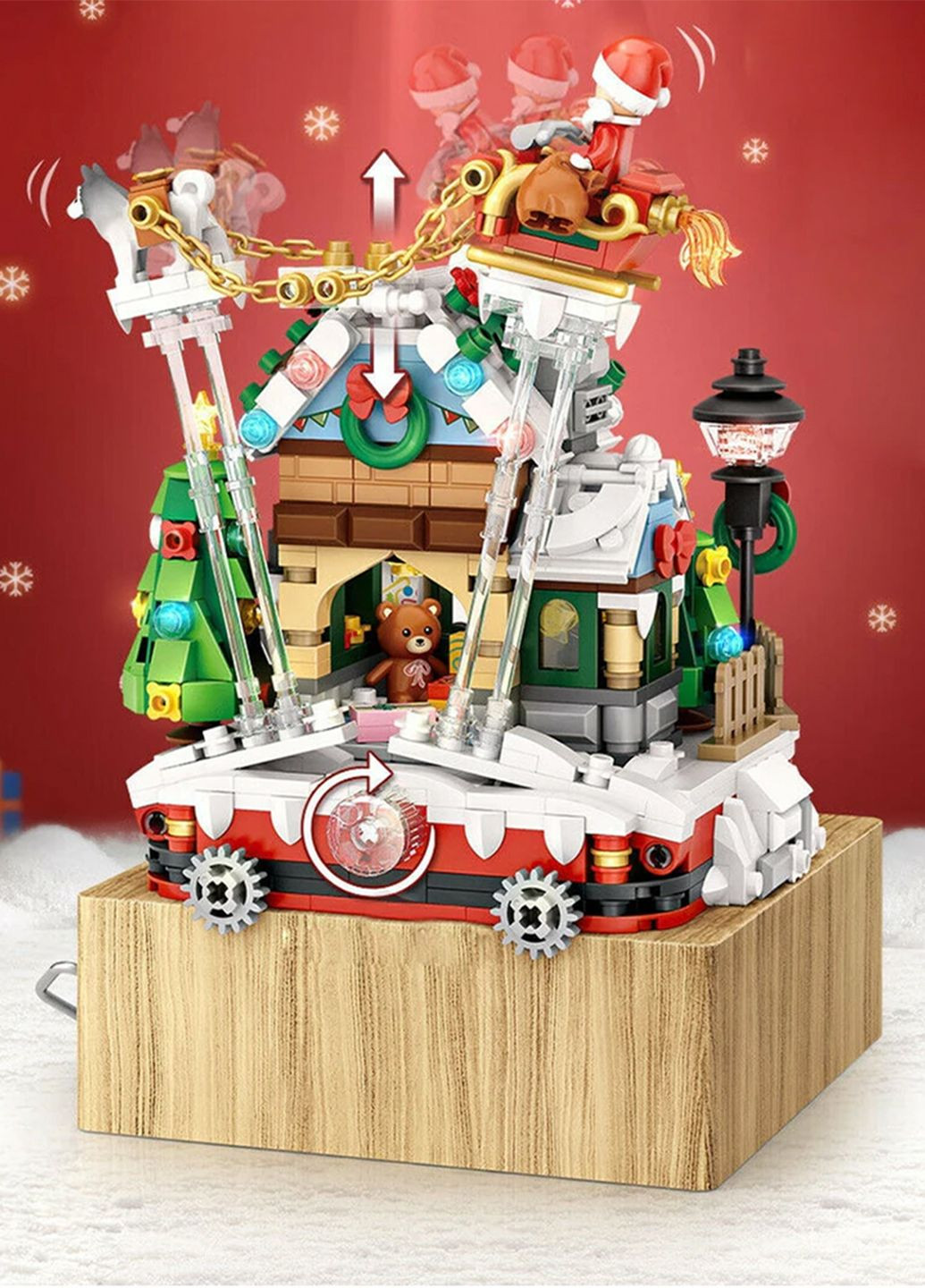 Дитячий конструктор Різдвяна музична скринька – Санта на санях, 979 елементів FC1238 Loz (301914042)
