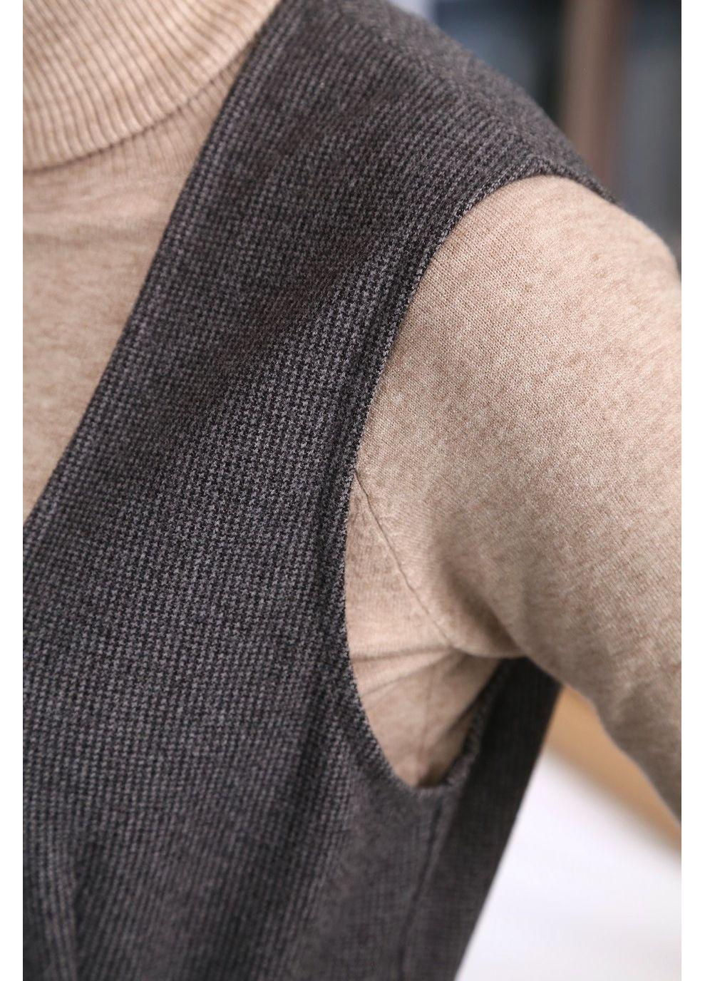 Сарафан теплий жіночий 011 гусяча лапка костюмна тканина сірий Актуаль (370079763)