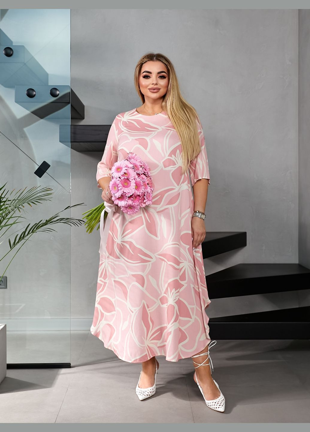 Світло-рожева повсякденний, святковий, вечірня сукня Zemal з квітковим принтом