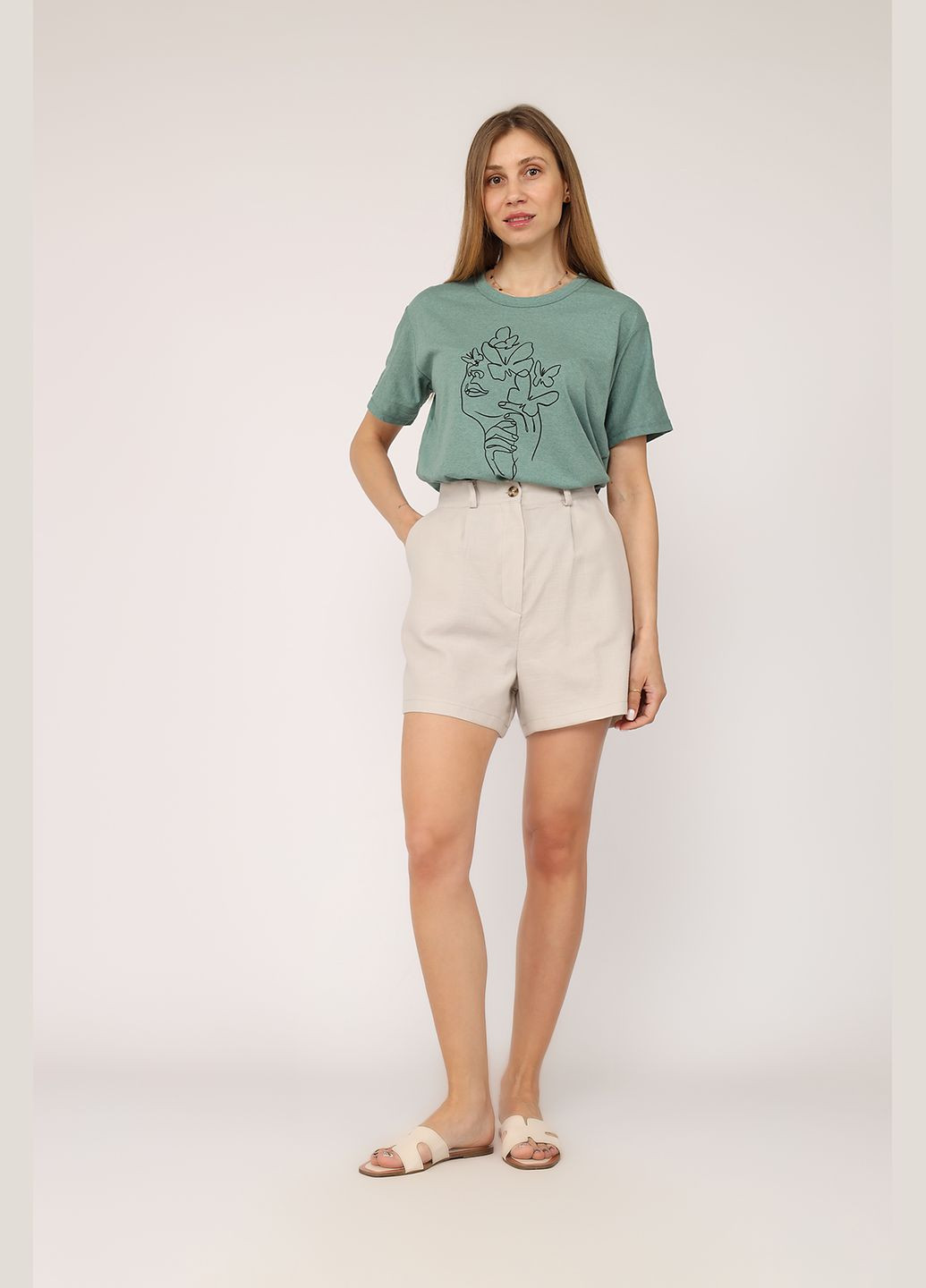 Футболка с коротким рукавом женская цвет мятный ЦБ-00272846 Yuki - (333801620)