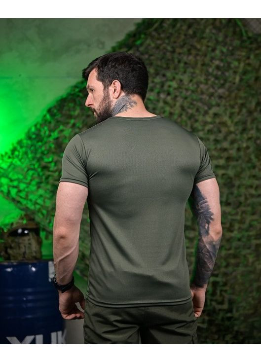 Тактична чоловіча футболка з принтом олива No Brand (350890487)