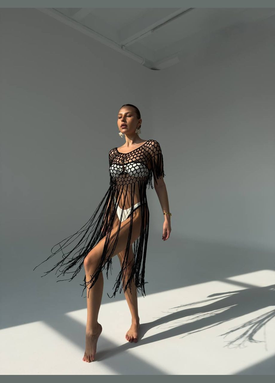 В'язана пляжна накидка з бахромою No Brand (328939651)